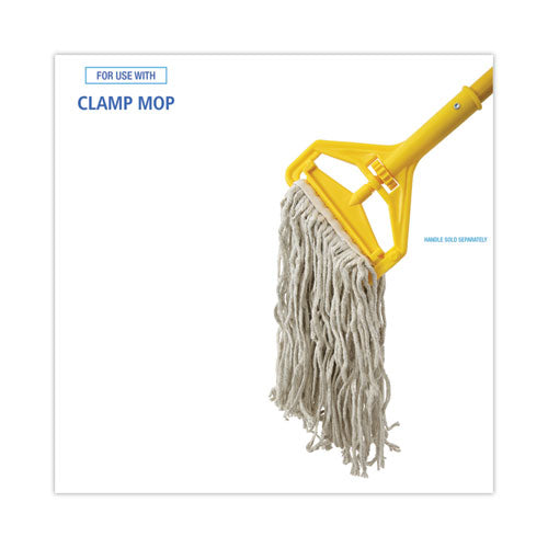 Image of Boardwalk® Mop Head, Cotton, Cut-End, White, 4-Ply, #16 Band, 12/carton