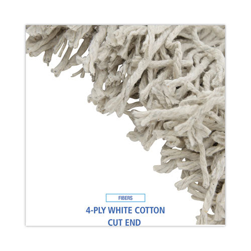 Image of Boardwalk® Cotton Mop Head, Cut-End, #32, White, 12/carton