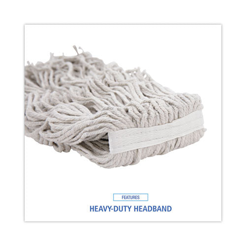 Image of Boardwalk® Cotton Mop Head, Cut-End, #32, White, 12/carton
