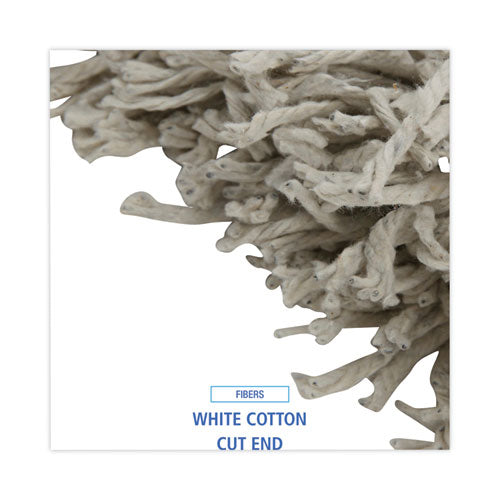 Image of Boardwalk® Banded Mop Head, Cotton, Cut-End, White, 16 Oz, 12/carton