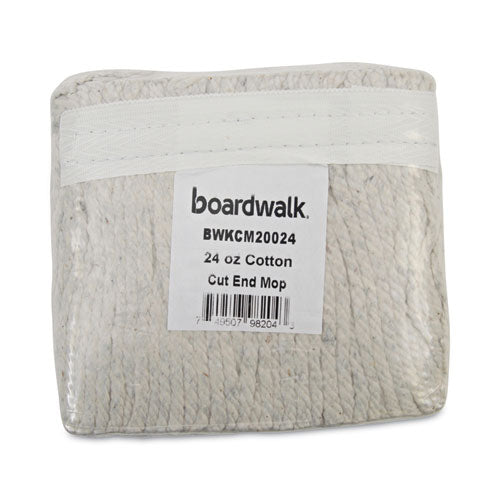 Image of Boardwalk® Banded Cotton Mop Heads, 24oz, White, 12/carton