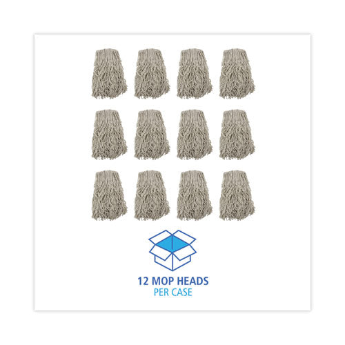 Image of Boardwalk® Banded Cotton Mop Heads, 24oz, White, 12/carton