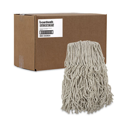Image of Boardwalk® Banded Cotton Mop Heads, 24oz, White, 12/carton