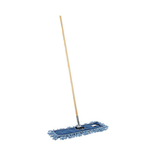 Image of Boardwalk® Dry Mopping Kit, 24 X 5 Blue Synthetic Head, 60" Natural Wood/metal Handle