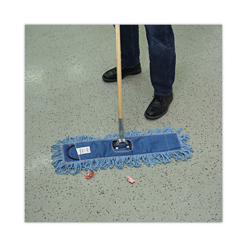 Image of Boardwalk® Dry Mopping Kit, 24 X 5 Blue Synthetic Head, 60" Natural Wood/metal Handle