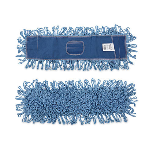 Image of Boardwalk® Dry Mopping Kit, 24 X 5 Blue Synthetic Head, 60" Natural Wood/metal Handle