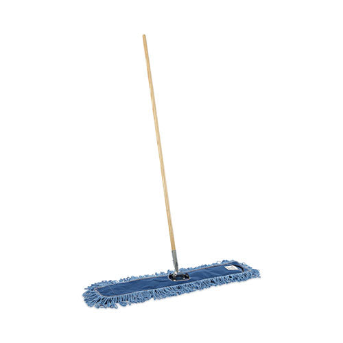 Image of Boardwalk® Dry Mopping Kit, 36 X 5 Blue Blended Synthetic Head, 60" Natural Wood/metal Handle