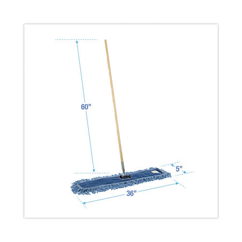 Image of Boardwalk® Dry Mopping Kit, 36 X 5 Blue Blended Synthetic Head, 60" Natural Wood/metal Handle