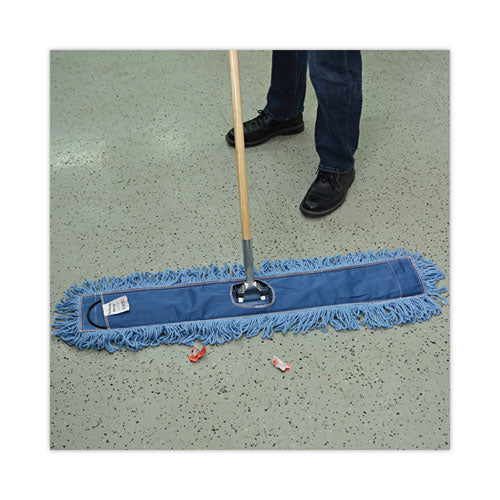 Image of Boardwalk® Dry Mopping Kit, 36 X 5 Blue Blended Synthetic Head, 60" Natural Wood/metal Handle