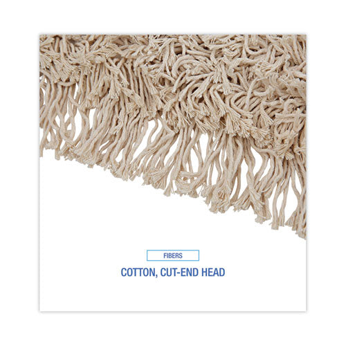 Image of Boardwalk® Cotton Dry Mopping Kit, 24 X 5 Natural Cotton Head, 60" Natural Wood Handle