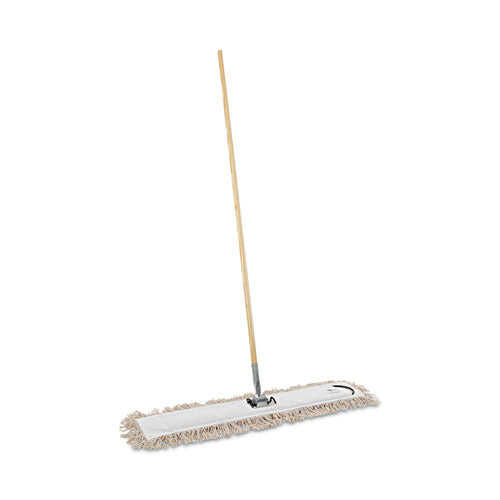 Image of Boardwalk® Cotton Dry Mopping Kit, 36 X 5 Natural Cotton Head, 60" Natural Wood Handle