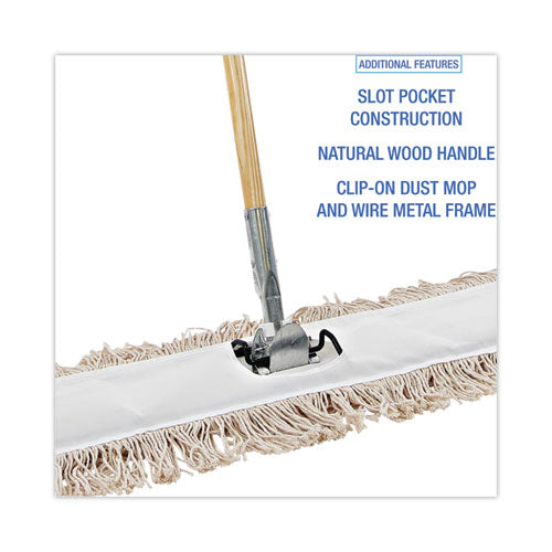 Image of Boardwalk® Cotton Dry Mopping Kit, 36 X 5 Natural Cotton Head, 60" Natural Wood Handle