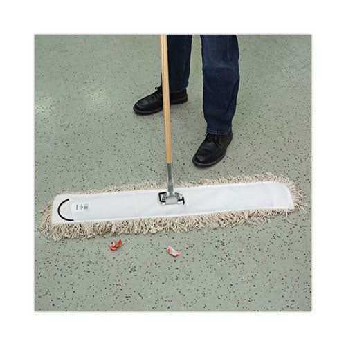 Image of Boardwalk® Cotton Dry Mopping Kit, 36 X 5 Natural Cotton Head, 60" Natural Wood Handle