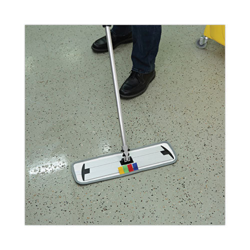 Image of Boardwalk® Microfiber Cleaning Kit, 18" Wide Blue/green Microfiber Head, 35" To 60" Gray Aluminum Handle