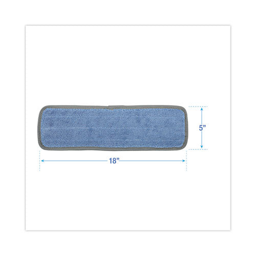 Image of Boardwalk® Microfiber Wet Mop Head, Blue, 18 x 5, Split Microfiber, Hook and Loop Back, Dozen