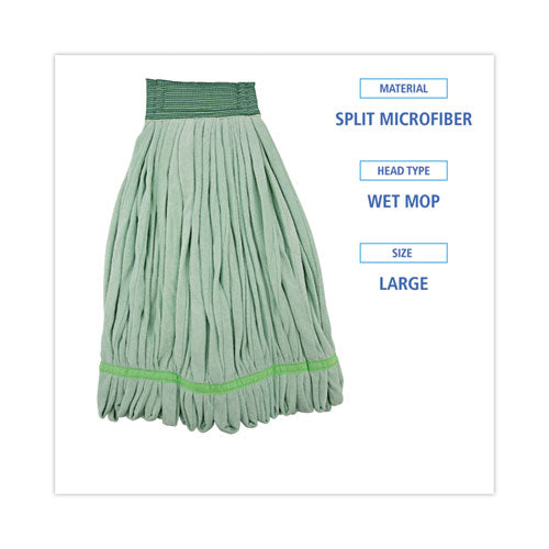 Image of Boardwalk® Microfiber Looped-End Wet Mop Head, Large, Green, 12/carton