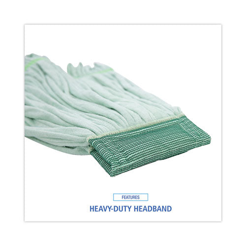 Image of Boardwalk® Microfiber Looped-End Wet Mop Head, Large, Green, 12/carton