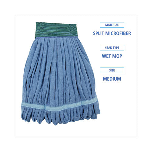 Image of Boardwalk® Microfiber Looped-End Wet Mop Heads, Medium, Blue, 12/carton, 12/carton