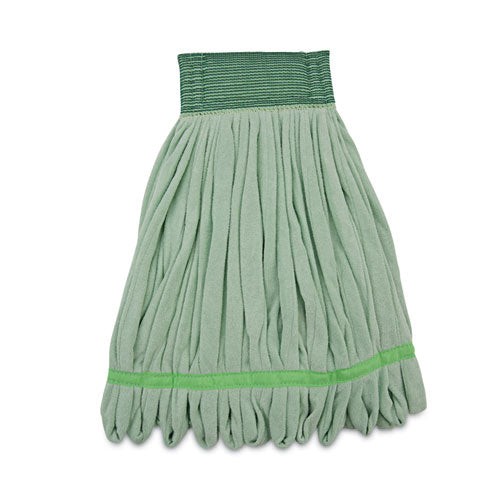 Image of Boardwalk® Microfiber Looped-End Wet Mop Heads, Medium, Green, 12/carton
