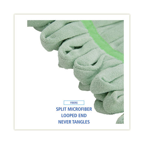 Image of Boardwalk® Microfiber Looped-End Wet Mop Heads, Medium, Green, 12/carton