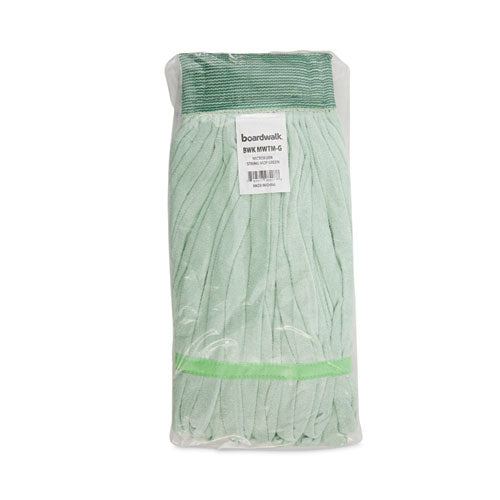 Image of Boardwalk® Microfiber Looped-End Wet Mop Heads, Medium, Green, 12/carton