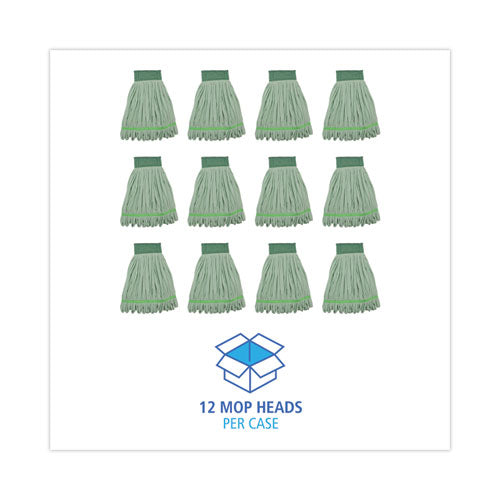 Image of Boardwalk® Microfiber Looped-End Wet Mop Heads, Medium, Green, 12/carton