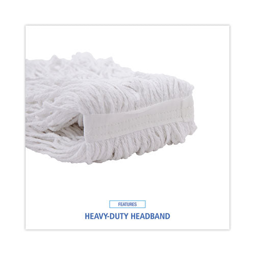 Image of Boardwalk® Banded Rayon Cut-End Mop Heads, #24, White, 1.25" Headband, 12/Carton