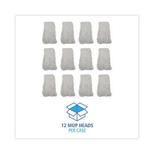 Image of Boardwalk® Banded Rayon Cut-End Mop Heads, #24, White, 1.25" Headband, 12/Carton