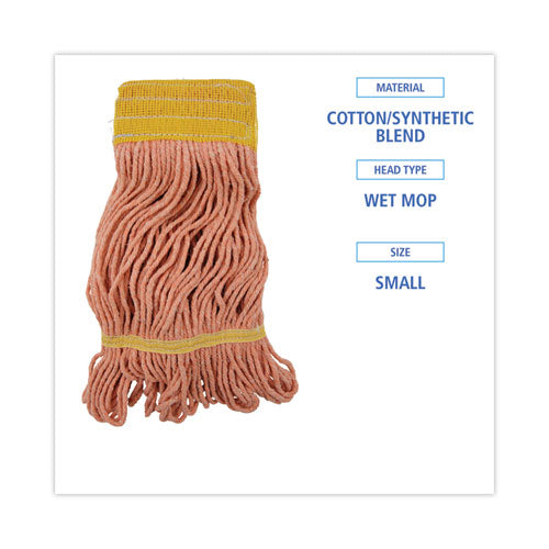 Image of Boardwalk® Super Loop Wet Mop Head, Cotton/synthetic Fiber, 5" Headband, Small Size, Orange, 12/carton