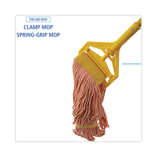 Image of Boardwalk® Super Loop Wet Mop Head, Cotton/synthetic Fiber, 5" Headband, Small Size, Orange, 12/carton