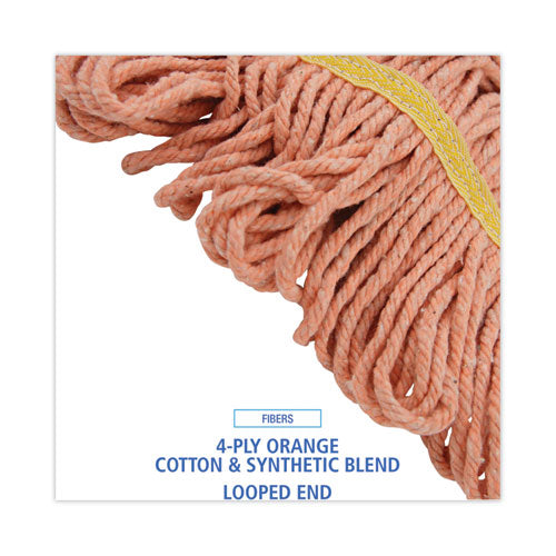 Image of Boardwalk® Super Loop Wet Mop Head, Cotton/synthetic Fiber, 5" Headband, Small Size, Orange, 12/carton
