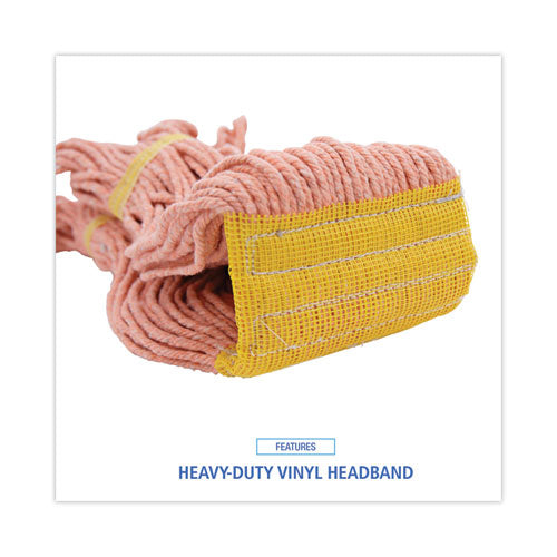 Image of Boardwalk® Super Loop Wet Mop Head, Cotton/synthetic Fiber, 5" Headband, Small Size, Orange, 12/carton