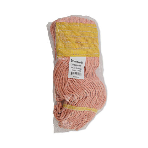 Image of Boardwalk® Super Loop Wet Mop Head, Cotton/synthetic Fiber, 5" Headband, Small Size, Orange, 12/carton