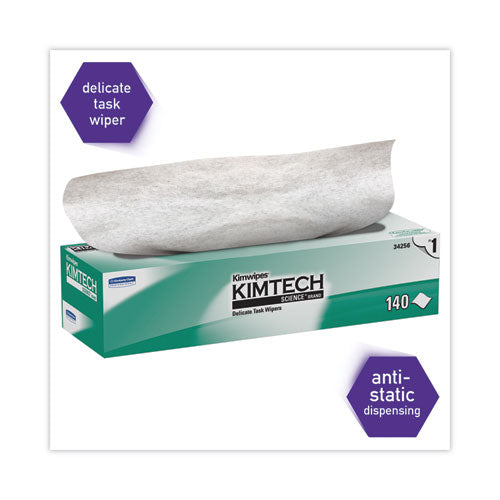 Image of Kimtech Kimwipes Delicate Task Wipers, 1-Ply, 14.7 x 16.6, Unscented, White, 144/Box, 15 Boxes/Carton