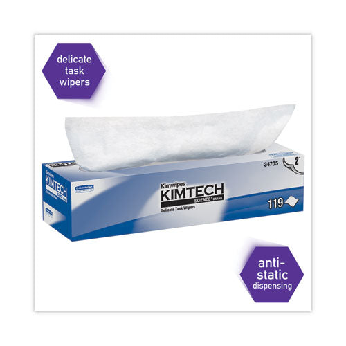 Image of Kimtech Kimwipes Delicate Task Wipers, 2-Ply, 11.8 x 11.8, Unscented, White, 120/Box, 15 Boxes/Carton