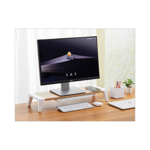 Image of Bostitch® Wooden Monitor Stand with Wireless Charging Pad, 9.8" x 26.77" x 4.13", White