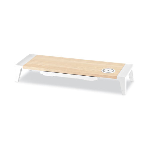Image of Bostitch® Wooden Monitor Stand with Wireless Charging Pad, 9.8" x 26.77" x 4.13", White