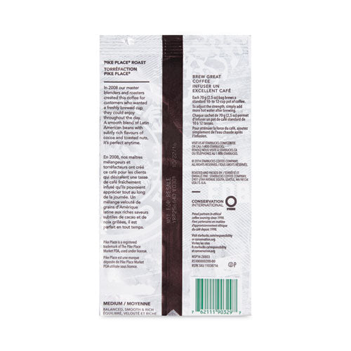 Image of Starbucks® Coffee, Pike Place, 2.7 oz Packet, 72/Carton