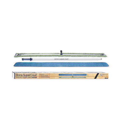 Image of Bona® SuperCourt Athletic Floor Care System, 60" Wide Microfiber Head, 66" Silver/Blue Aluminum Handle