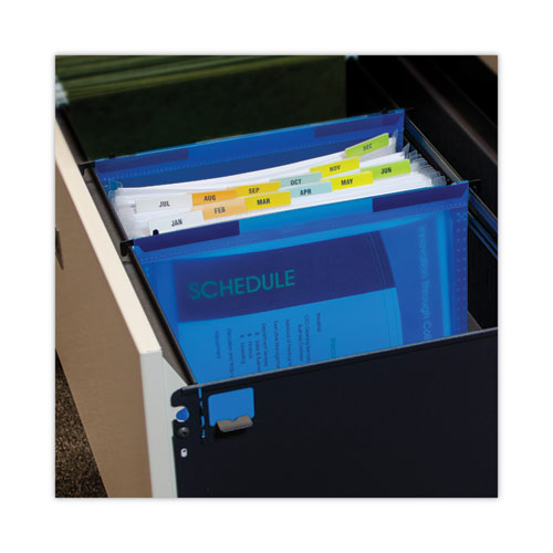 Image of C-Line® Expanding File with Hang Tabs, Pre-Printed Index-Tab Inserts, 12 Sections, 1" Capacity, Letter Size, 1/6-Cut Tabs, Blue