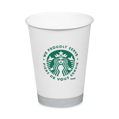 Image of Starbucks® Hot Cups, 12 oz, Paper, White with Green Starbucks Logo, 1,000/Carton