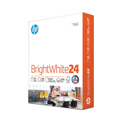 Image of HP Papers Brightwhite24 Paper, 100 Bright, 24 lb Bond Weight, 8.5 x 11, Bright White, 500/Ream