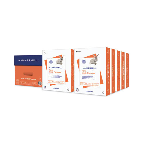 Image of Hammermill® Fore Multipurpose Print Paper, 96 Bright, 20 lb Bond Weight, 8.5 x 11, White, 500 Sheets/Ream, 10 Reams/Carton