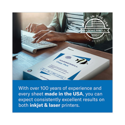 Image of Hammermill® Copy Plus Print Paper, 92 Bright, 20 lb Bond Weight, 8.5 x 11, White, 500 Sheets/Ream, 10 Reams/Carton, 40 Cartons/Pallet