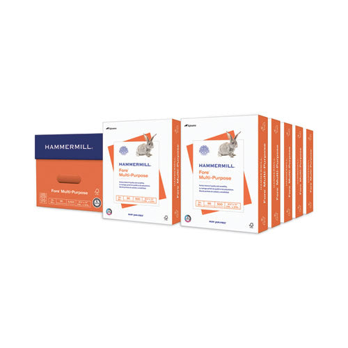 Image of Hammermill® Fore Multipurpose Print Paper, 96 Bright, 24 lb Bond Weight, 8.5 x 11, White, 500 Sheets/Ream, 10 Reams/Carton