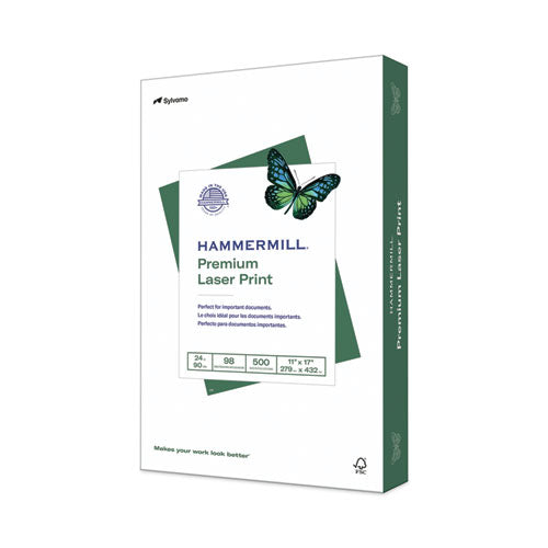 Image of Hammermill® Premium Laser Print Paper, 98 Bright, 24 lb Bond Weight, 11 x 17, White, 500/Ream