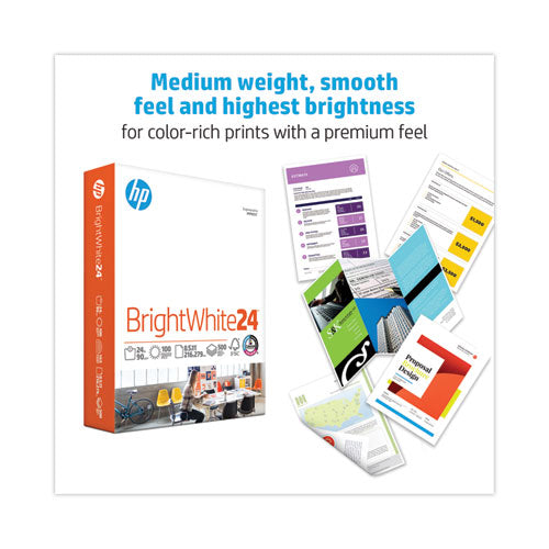 Image of HP Papers Brightwhite24 Paper, 100 Bright, 24 lb Bond Weight, 8.5 x 11, Bright White, 500/Ream
