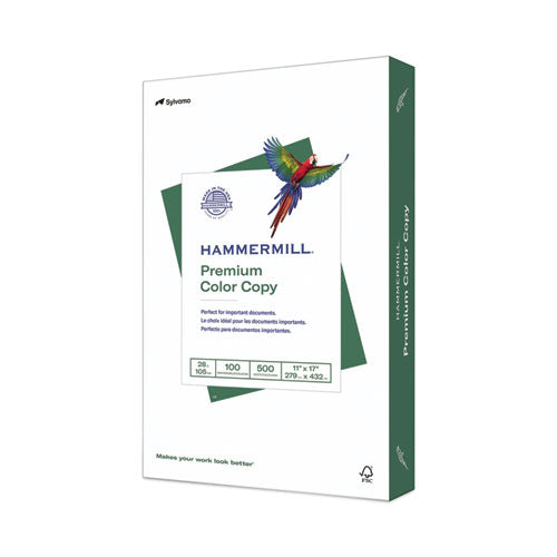 Image of Hammermill® Premium Color Copy Print Paper, 100 Bright, 28 lb Bond Weight, 11 x 17, Photo White, 500/Ream