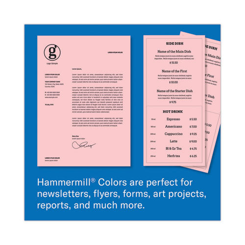 Image of Hammermill® Colors Print Paper, 20 lb Bond Weight, 8.5 x 11, Pink, 500 Sheets/Ream, 10 Reams/Carton