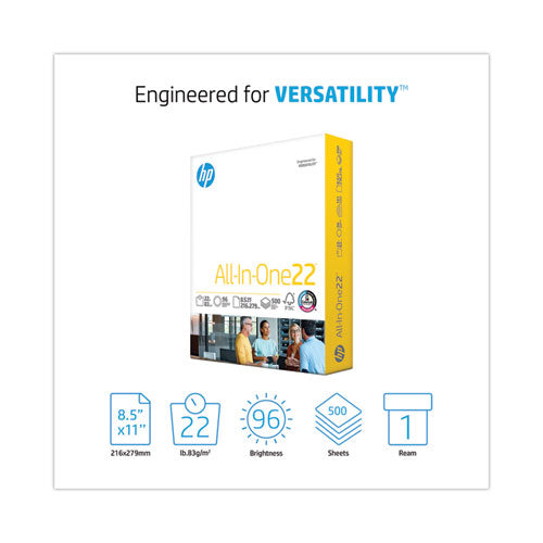 Image of HP Papers All-In-One22 Paper, 96 Bright, 22 lb Bond Weight, 8.5 x 11, White, 500/Ream